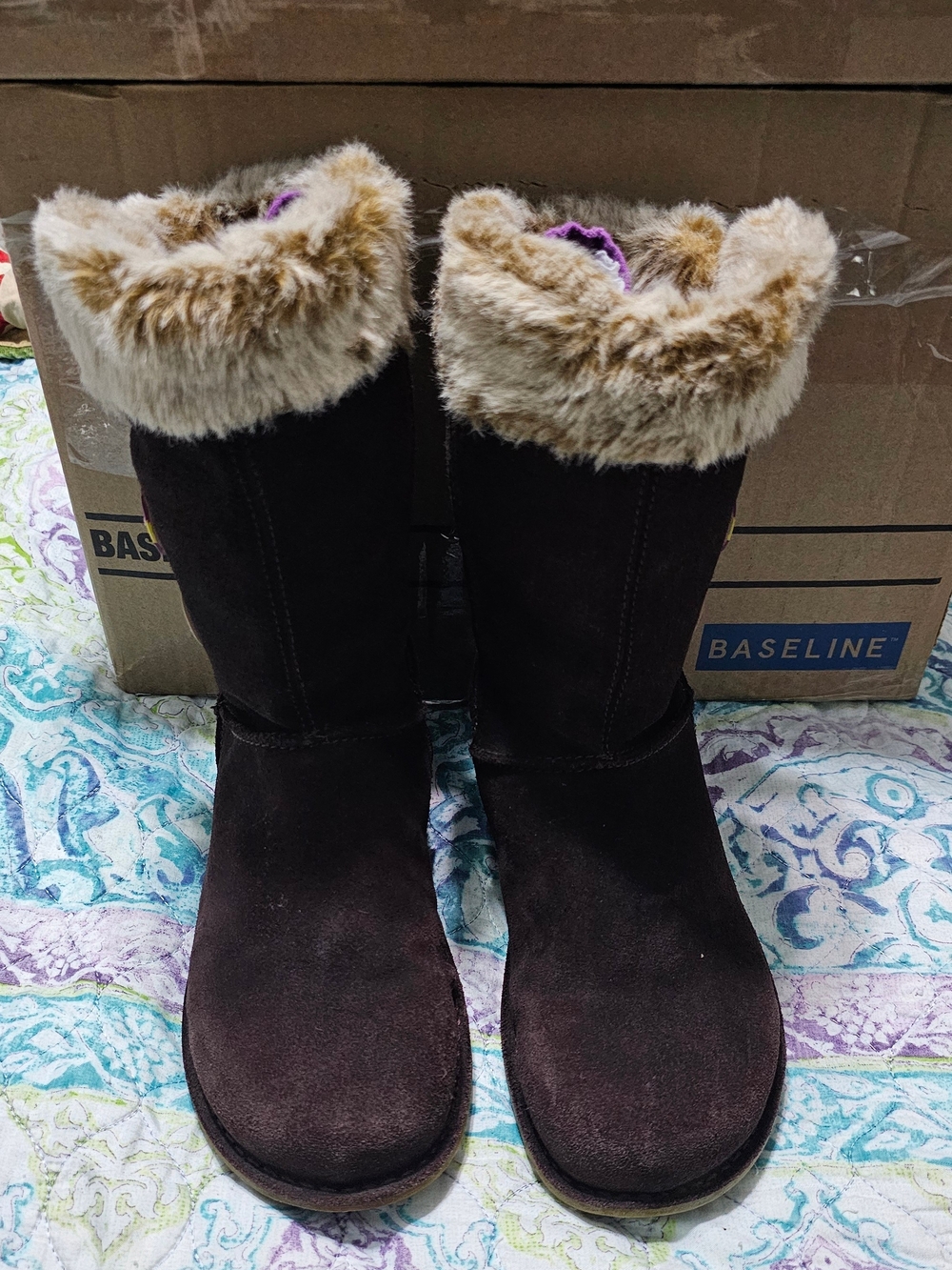 Clarks Dark Brown Faux Fur Winter Boots Size 7